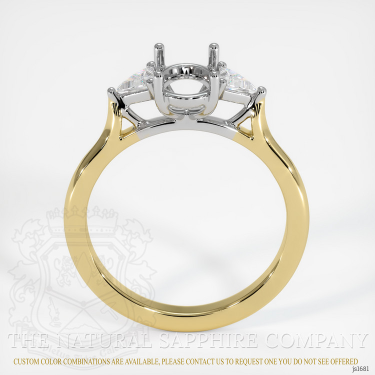 14K White & Yellow Three Stone Ring Setting