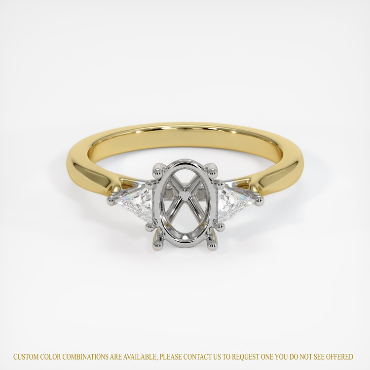 18K White & Yellow Three Stone Ring Setting