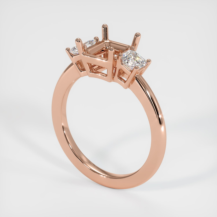 14K Rose Gold Three Stone Ring Setting