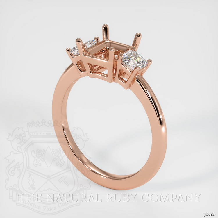 14K Rose Gold Three Stone Ring Setting