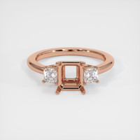 14K Rose Gold Three Stone Ring Setting Image
