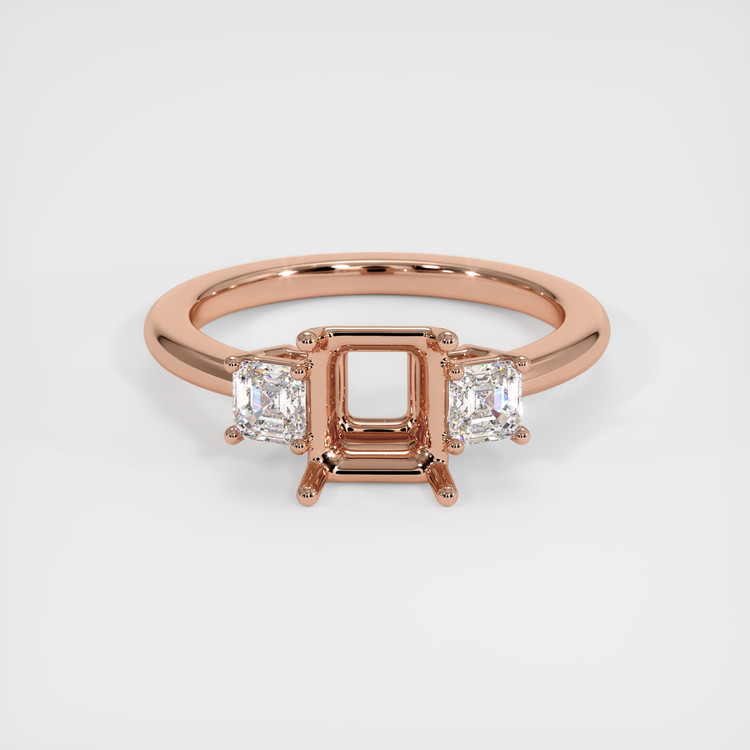 14K Rose Gold Three Stone Ring Setting