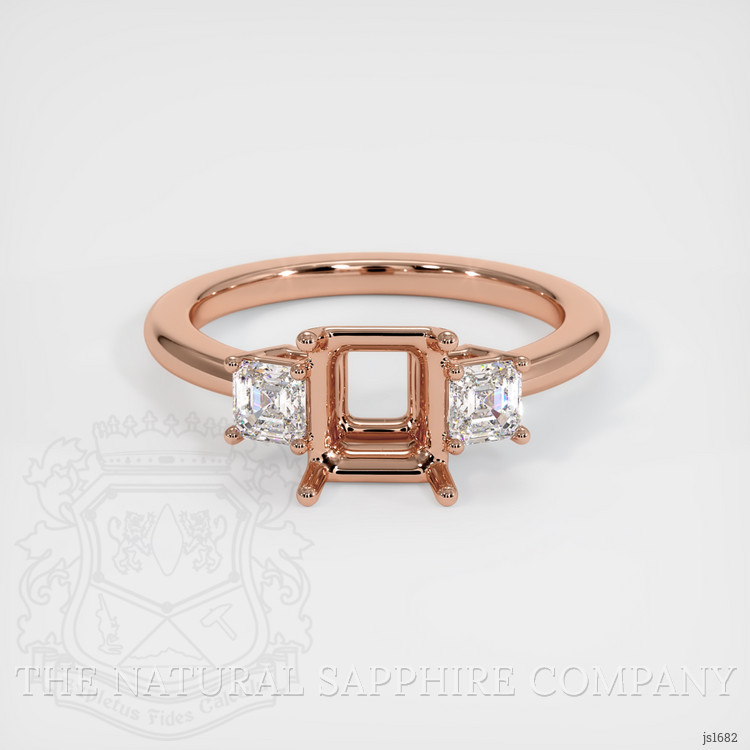 14K Rose Gold Three Stone Ring Setting