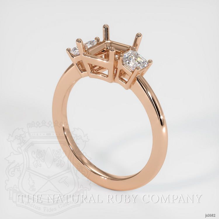 18K Rose Gold Three Stone Ring Setting