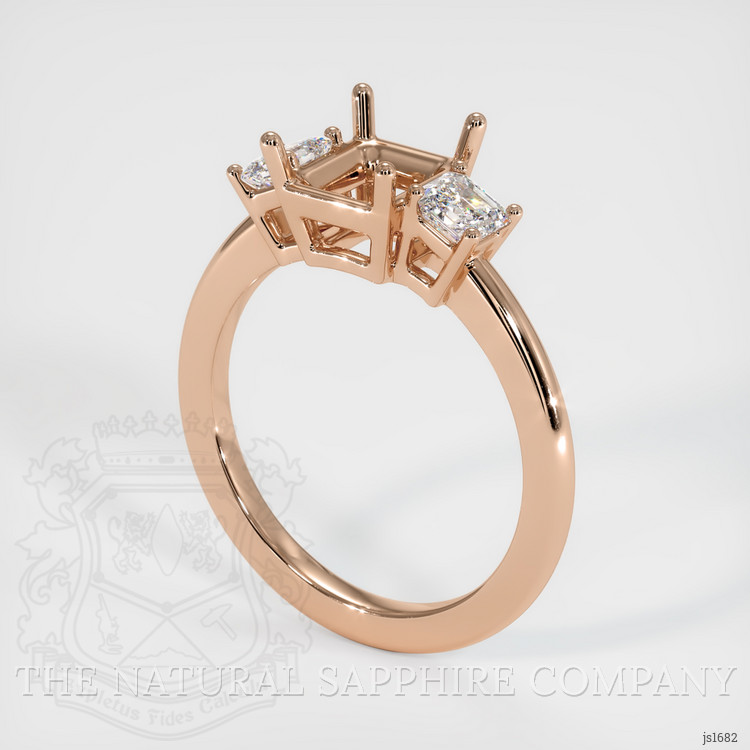 18K Rose Gold Three Stone Ring Setting