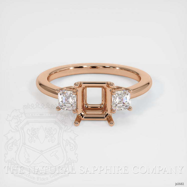 18K Rose Gold Three Stone Ring Setting