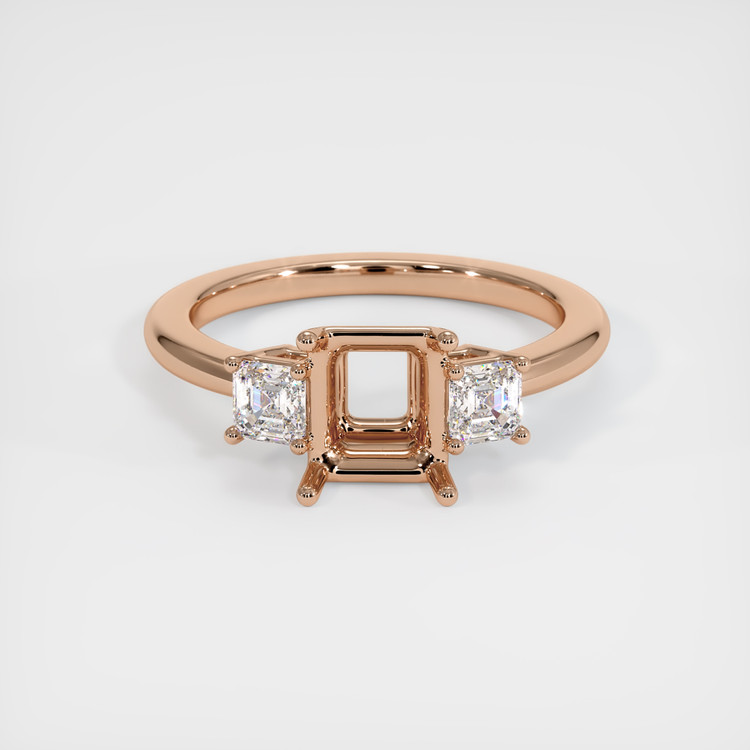 18K Rose Gold Three Stone Ring Setting