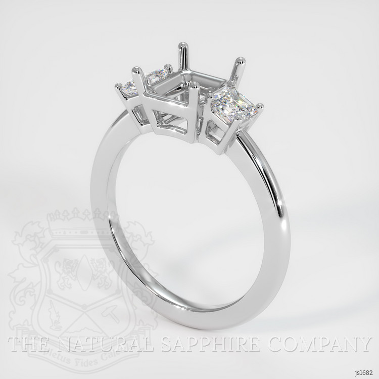 10K White Gold Three Stone Ring Setting