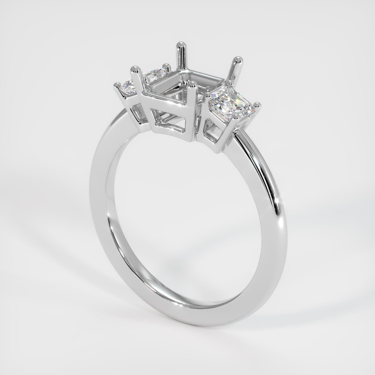 14K White Gold Three Stone Ring Setting