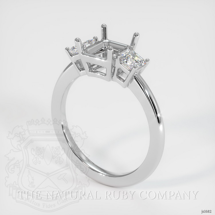 14K White Gold Three Stone Ring Setting