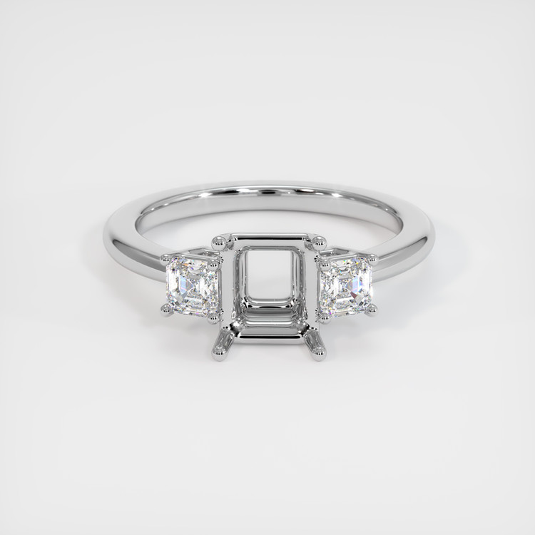 14K White Gold Three Stone Ring Setting