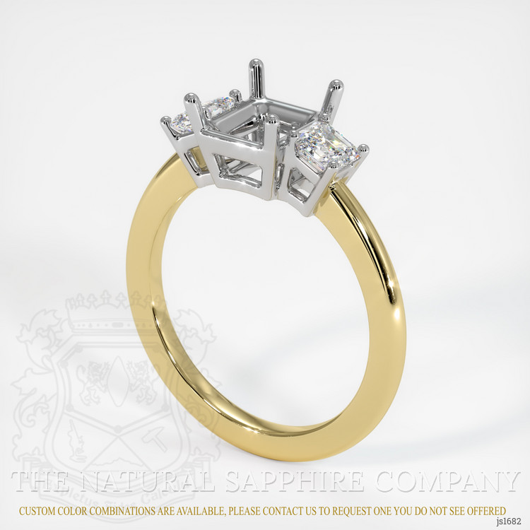 14K White & Yellow Three Stone Ring Setting