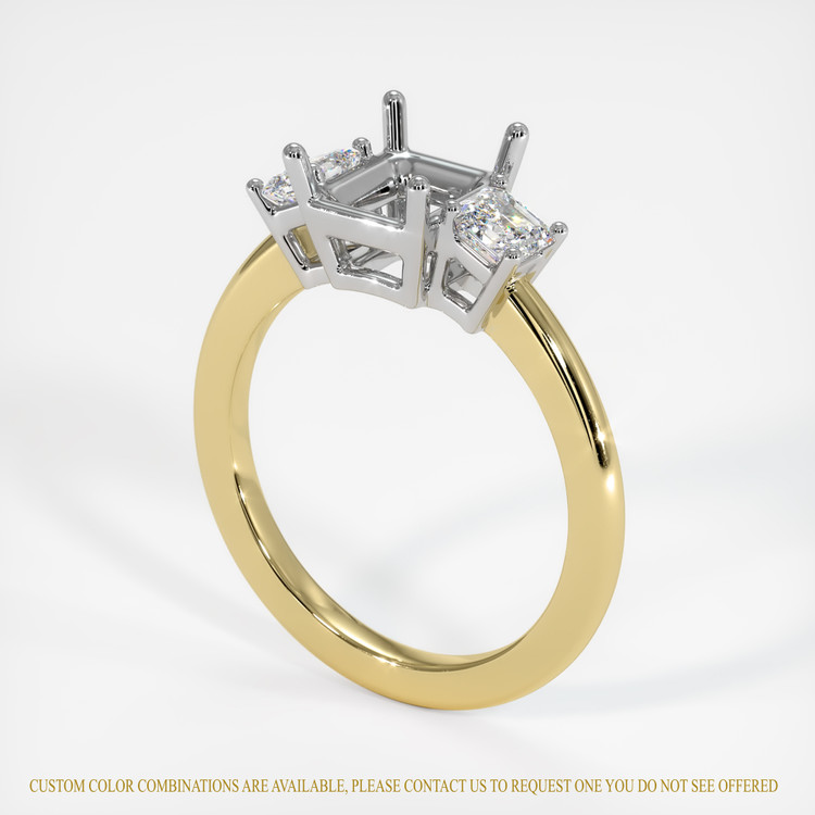 14K White & Yellow Three Stone Ring Setting