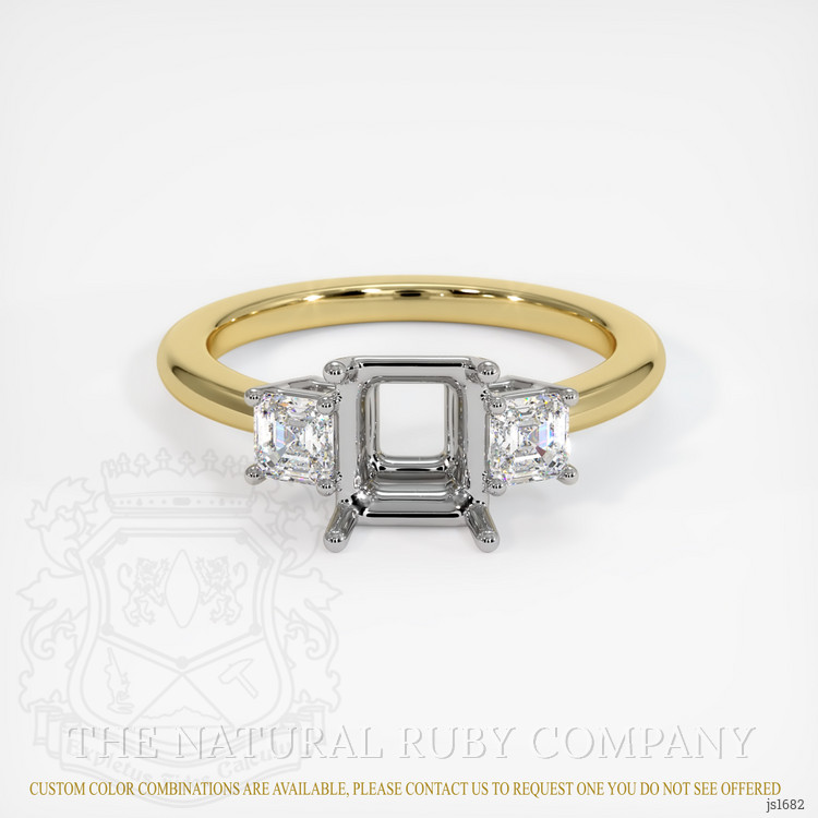14K White & Yellow Three Stone Ring Setting