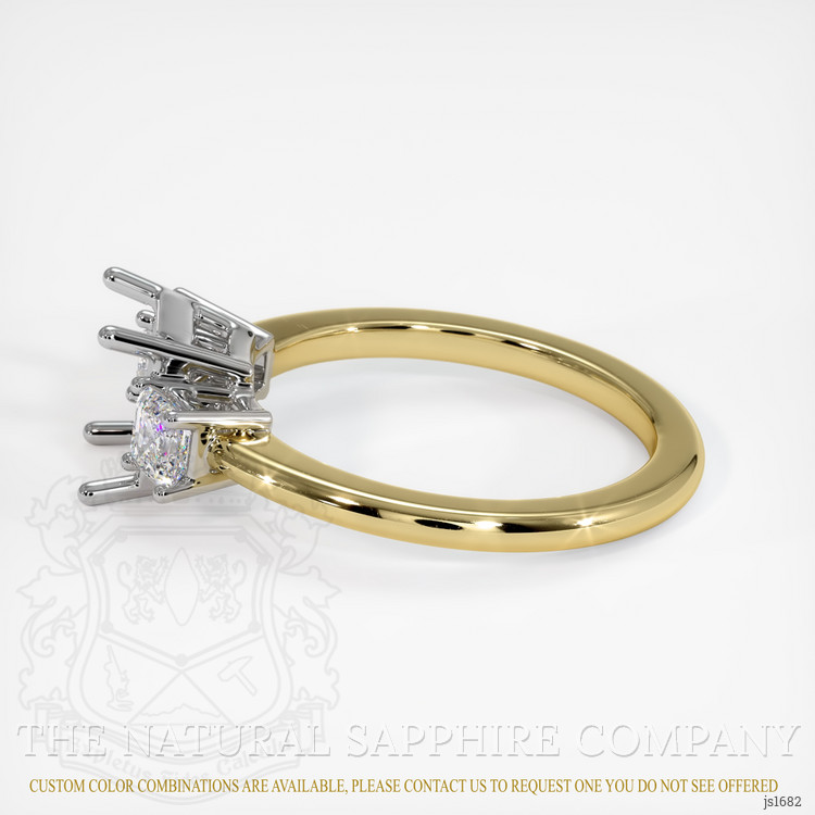 14K White & Yellow Three Stone Ring Setting