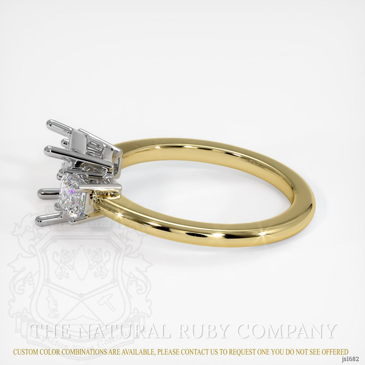 14K White & Yellow Three Stone Ring Setting