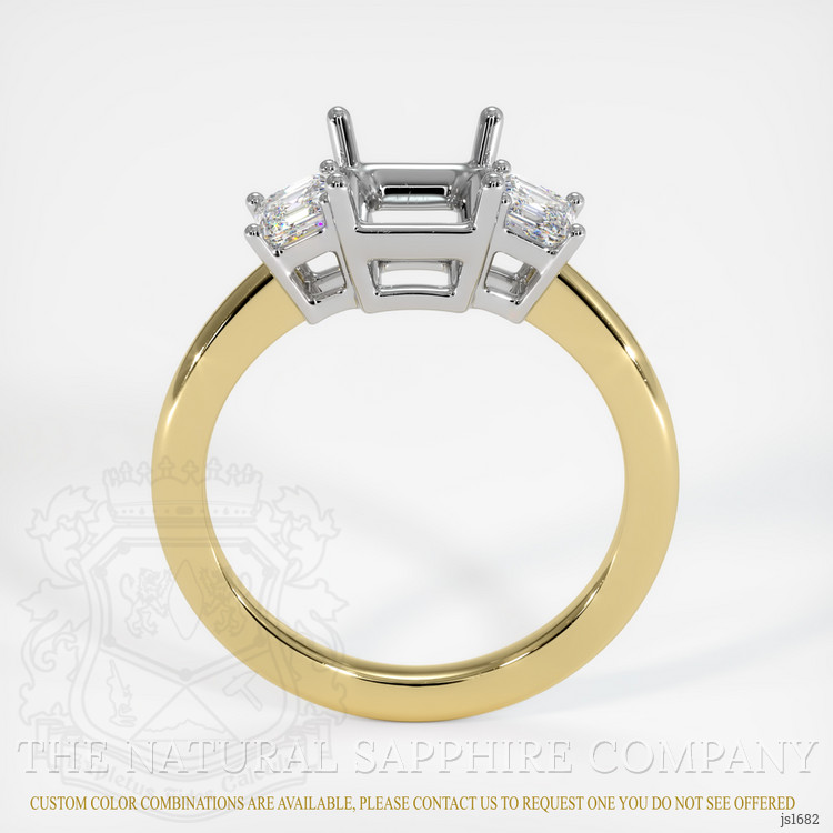 14K White & Yellow Three Stone Ring Setting