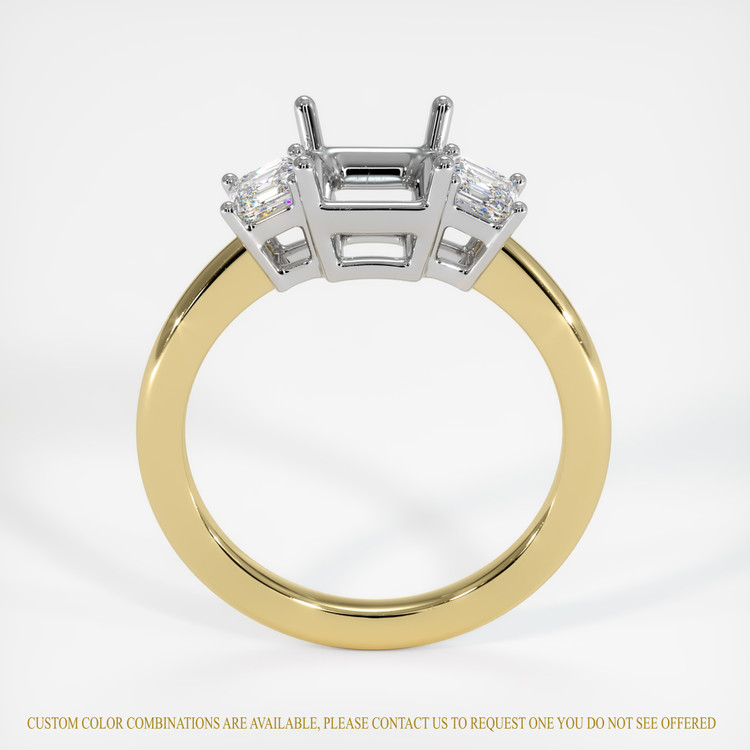 14K White & Yellow Three Stone Ring Setting