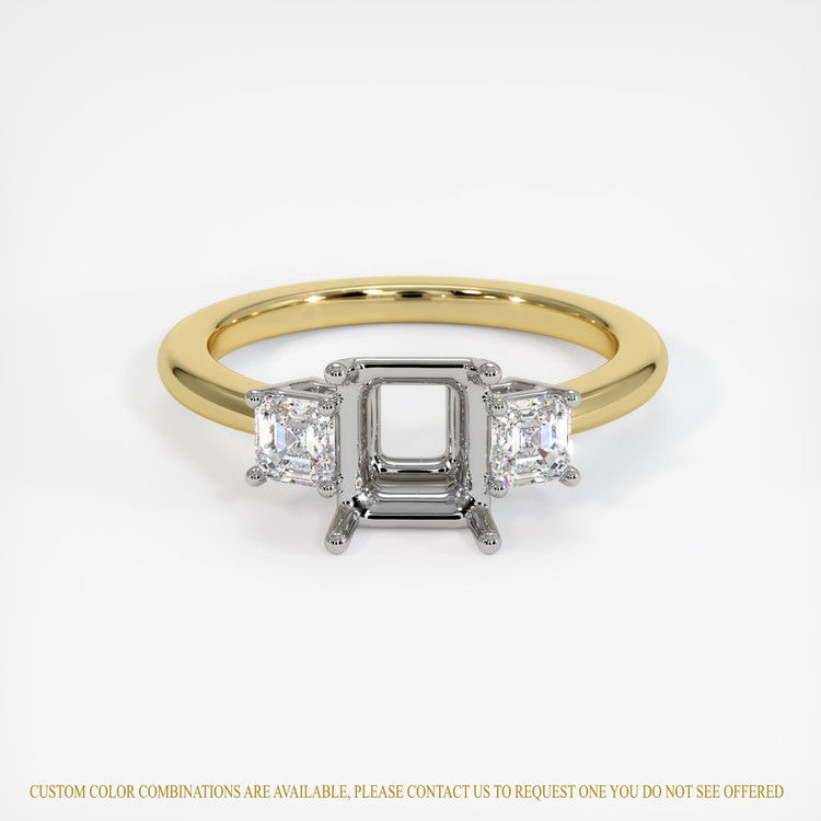 18K White & Yellow Three Stone Ring Setting