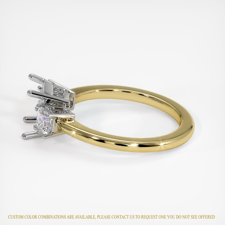 18K White & Yellow Three Stone Ring Setting