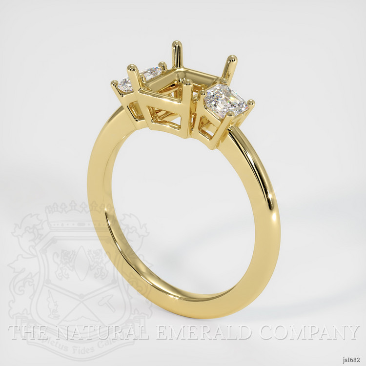 18K Yellow Gold Three Stone Ring Setting
