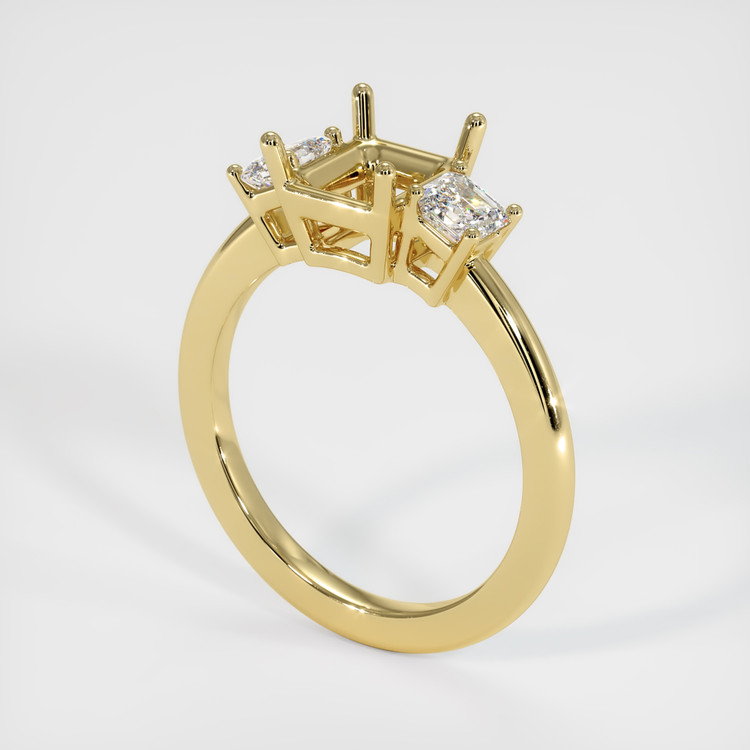 18K Yellow Gold Three Stone Ring Setting