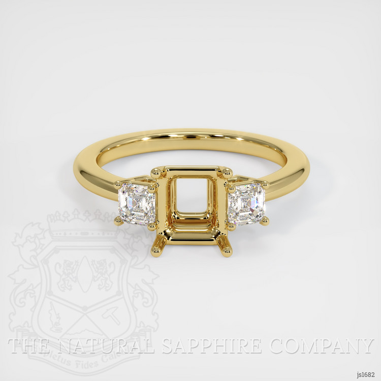 18K Yellow Gold Three Stone Ring Setting