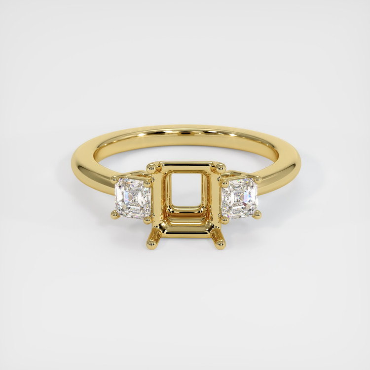 18K Yellow Gold Three Stone Ring Setting