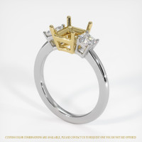 14K Yellow & White Three Stone Ring Setting Image