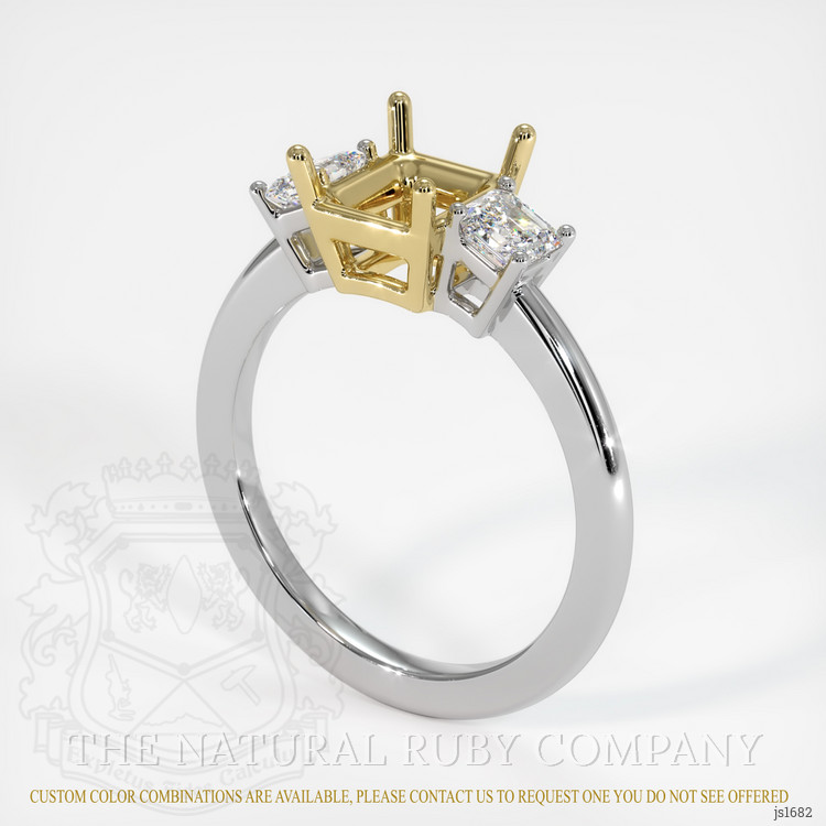 14K Yellow & White Three Stone Ring Setting
