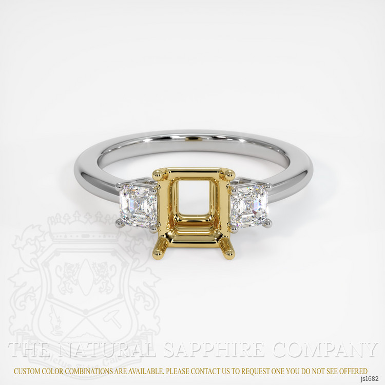14K Yellow & White Three Stone Ring Setting