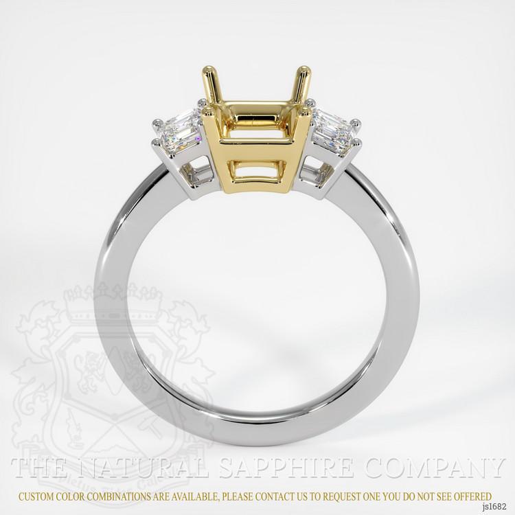 14K Yellow & White Three Stone Ring Setting