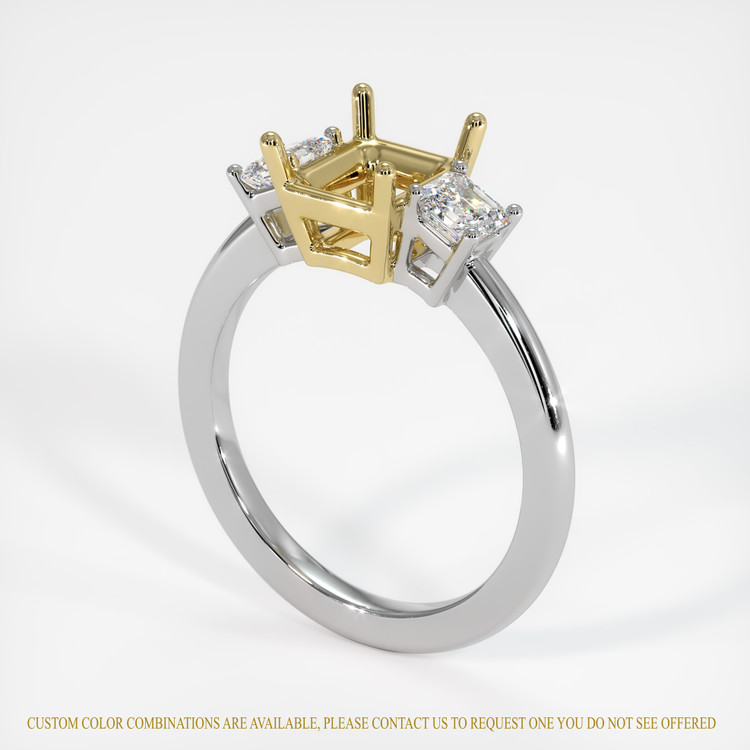 18K Yellow & White Three Stone Ring Setting