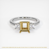 18K Yellow & White Three Stone Ring Setting Image