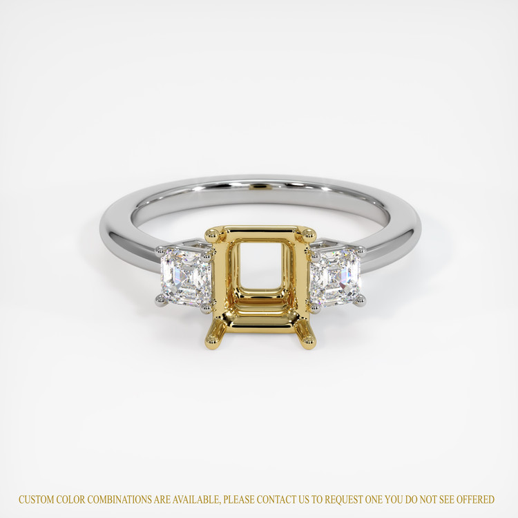 18K Yellow & White Three Stone Ring Setting