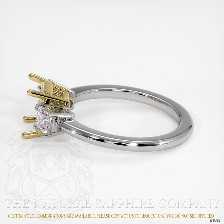 18K Yellow & White Three Stone Ring Setting