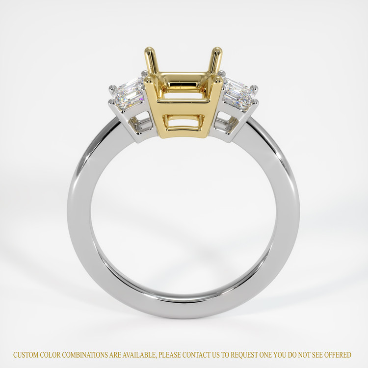 18K Yellow & White Three Stone Ring Setting