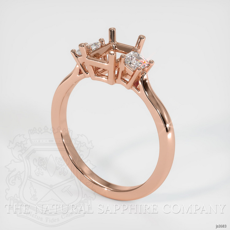 14K Rose Gold Three Stone Ring Setting