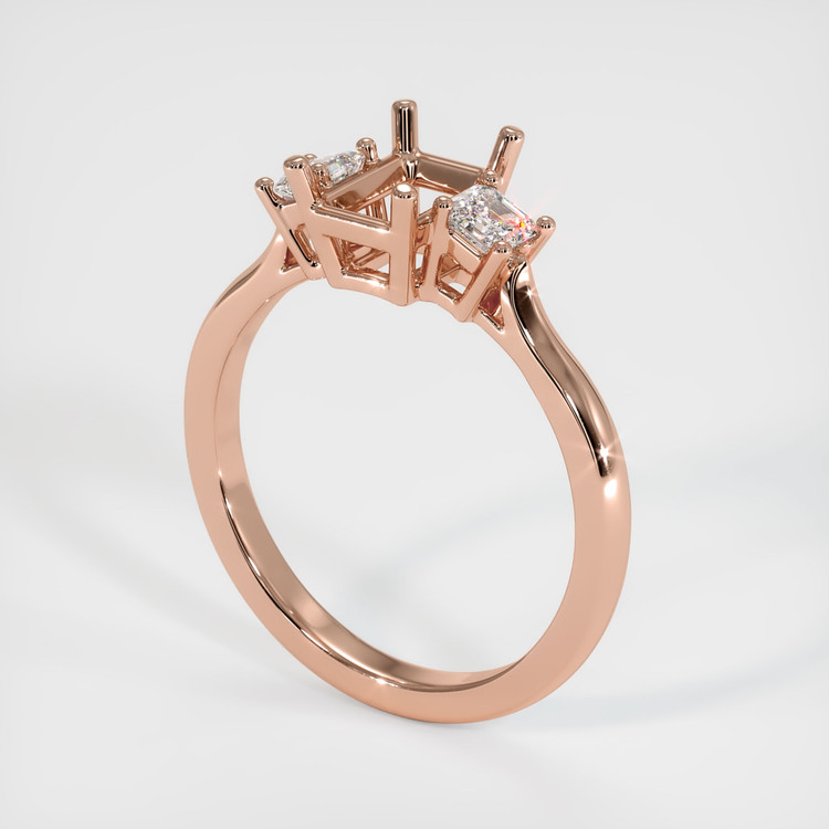 14K Rose Gold Three Stone Ring Setting