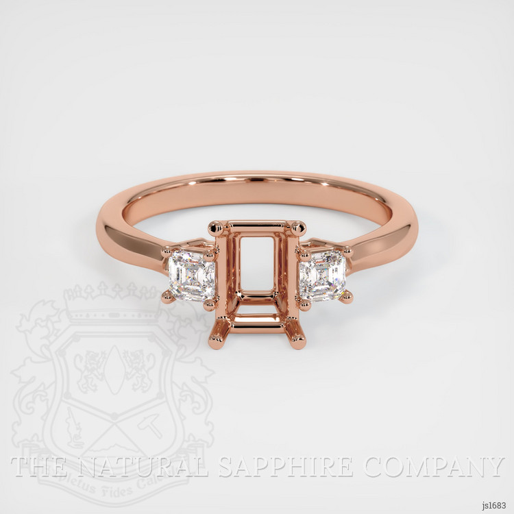 14K Rose Gold Three Stone Ring Setting