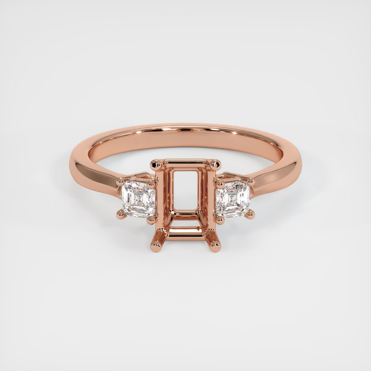 14K Rose Gold Three Stone Ring Setting