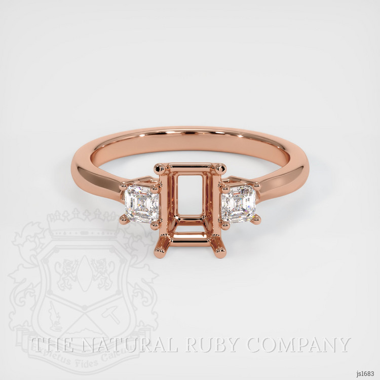 14K Rose Gold Three Stone Ring Setting