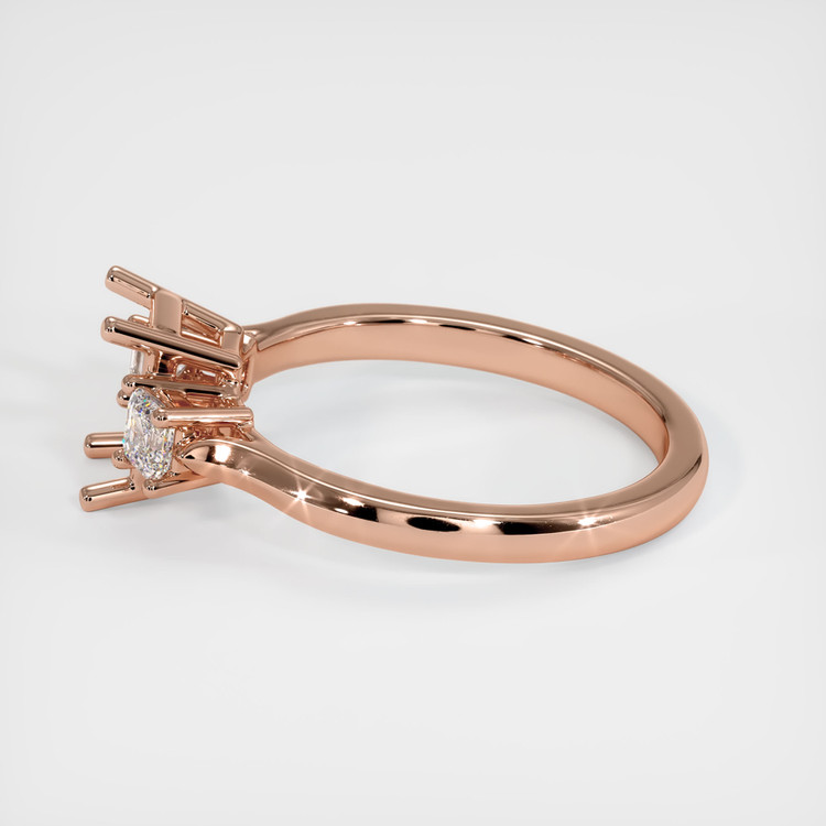 14K Rose Gold Three Stone Ring Setting