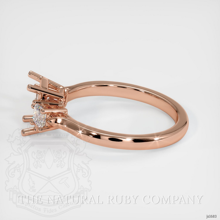 14K Rose Gold Three Stone Ring Setting