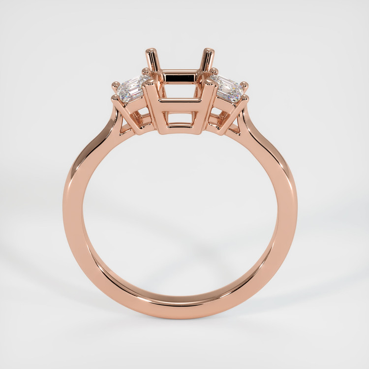 14K Rose Gold Three Stone Ring Setting