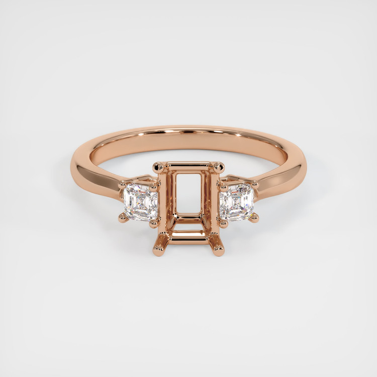 18K Rose Gold Three Stone Ring Setting