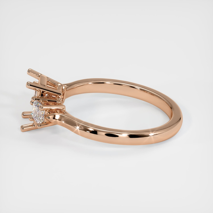18K Rose Gold Three Stone Ring Setting
