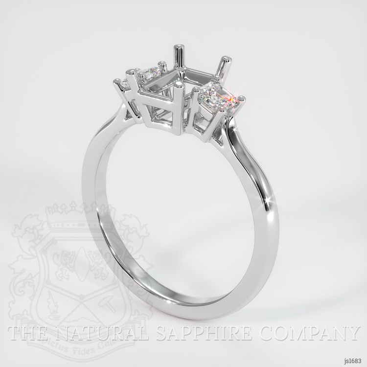 14K White Gold Three Stone Ring Setting