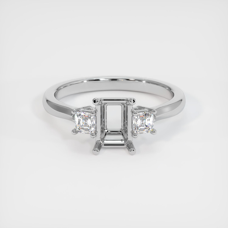 14K White Gold Three Stone Ring Setting