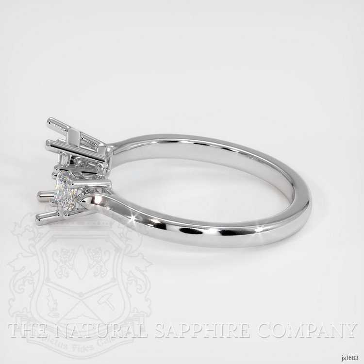 14K White Gold Three Stone Ring Setting